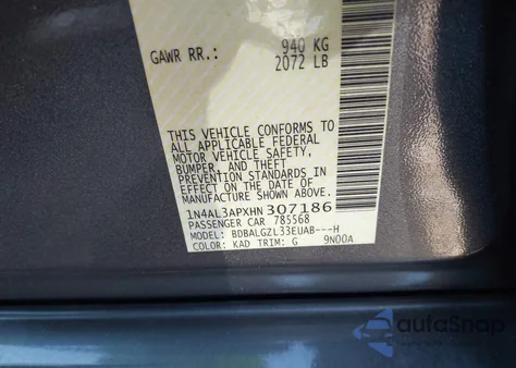 2017 Nissan Altima 2.5 S z USA, uszkodzony, nr VIN 1N4AL3APXHN307186